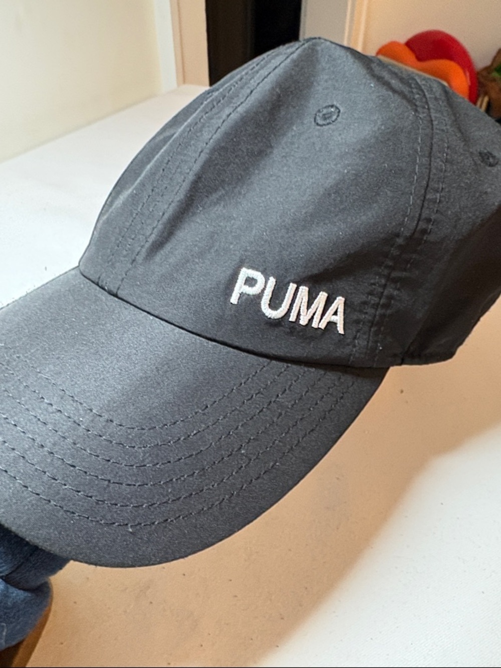 Puma Lightweight Buckleback Black Cap with White Embroidered Logo One Size